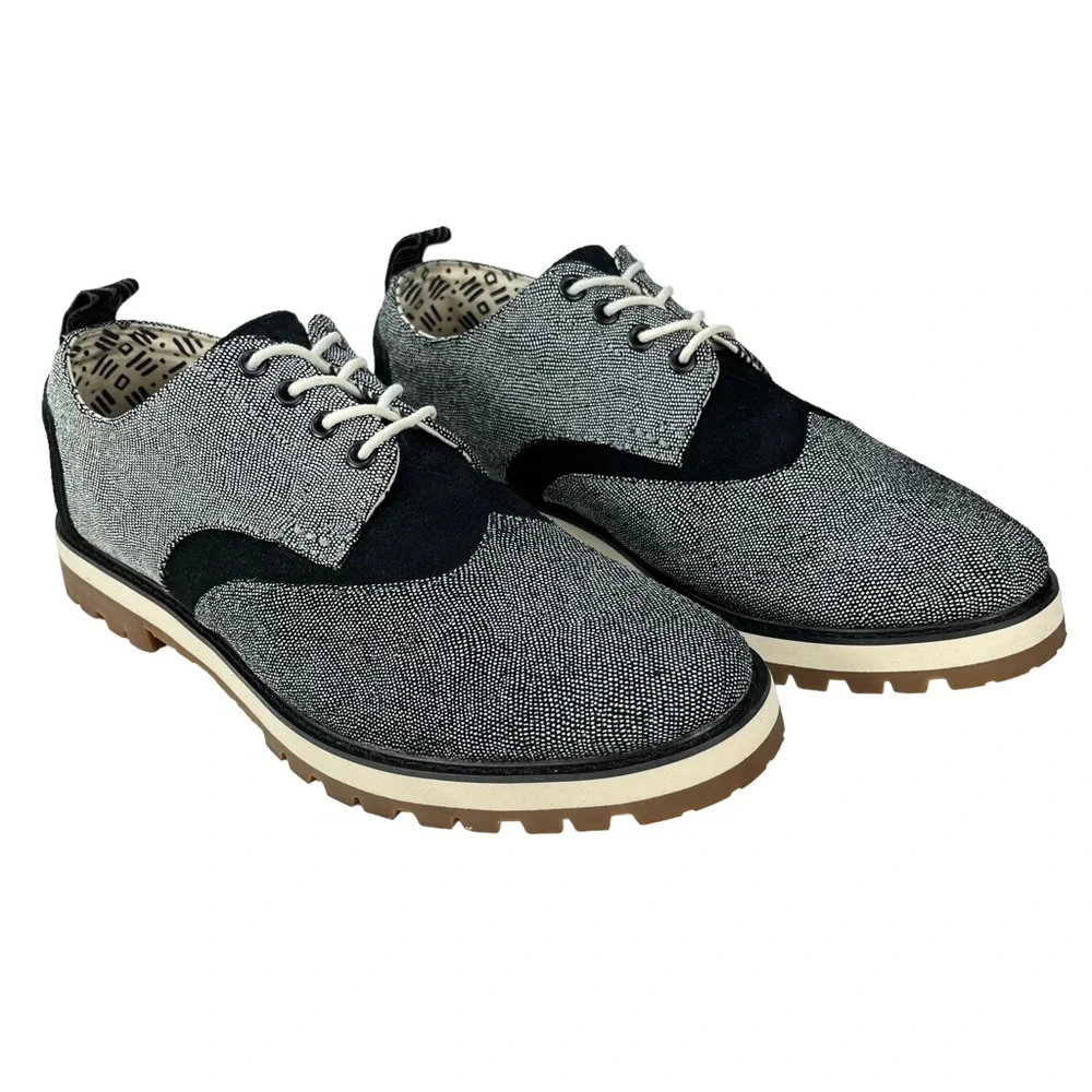 TOMS Men’s 9.5 Brogue V White Caviar Leather‎ Oxford Vibram Sole Shoes